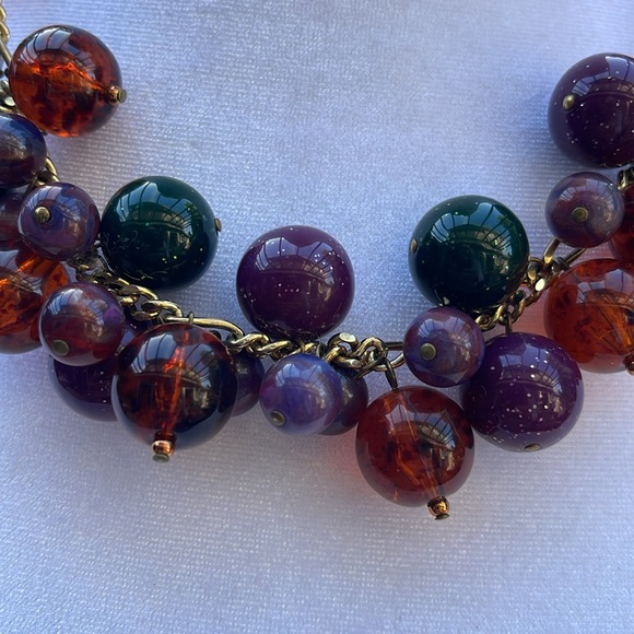 Vintage Lucite Multi-Bead Statement Necklace 18” Retro Gold Tone - Picture 2 of 5